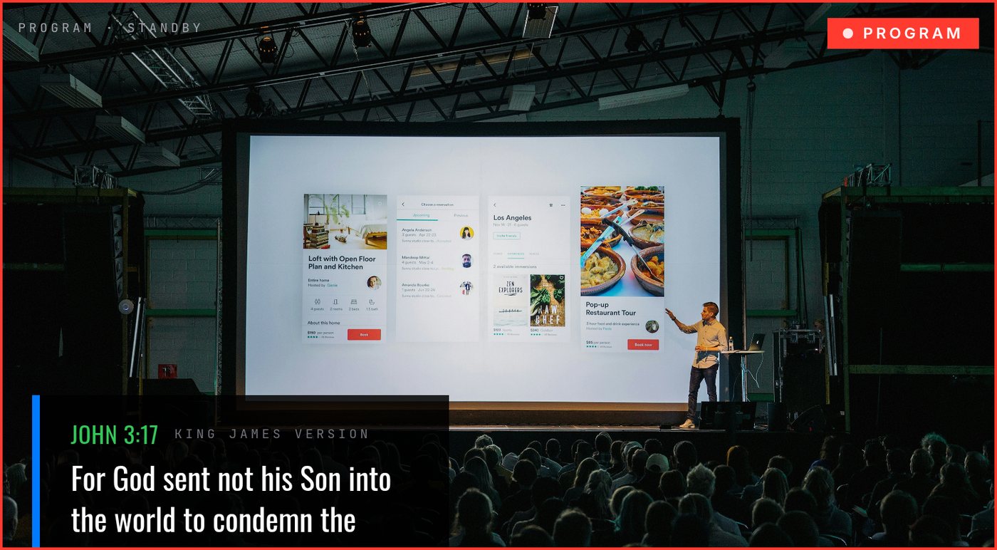 Scripture lower third on the live stream